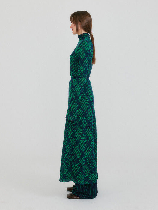Eenk Zolline Check Pattern Knit Skirt - Green Multi