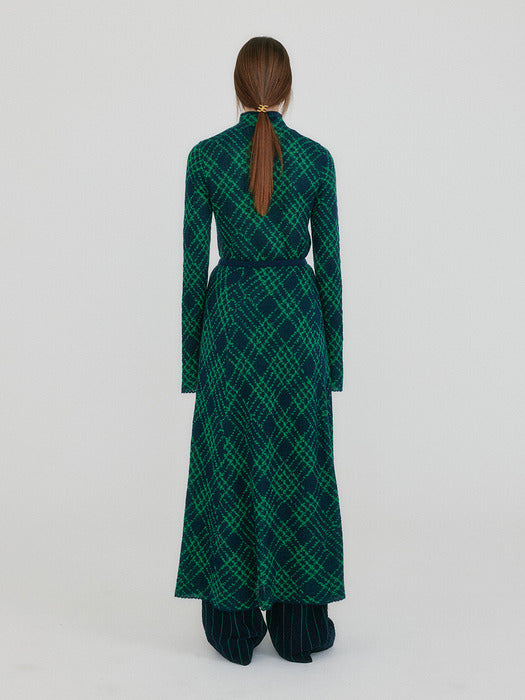 Eenk Zolline Check Pattern Knit Skirt - Green Multi