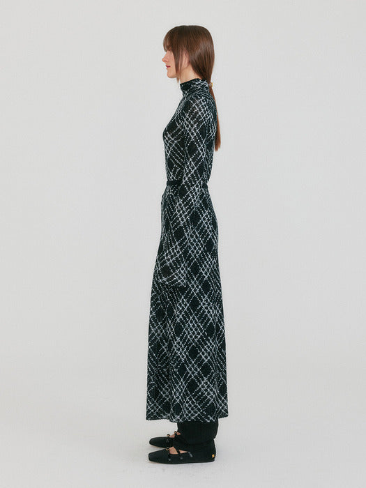 Eenk Zolline Check Pattern Knit Skirt - Black Multi