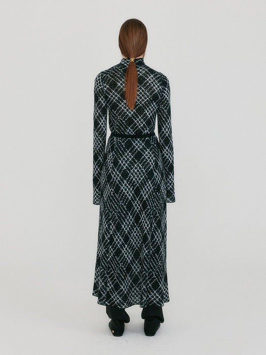 Eenk Zolline Check Pattern Knit Skirt - Black Multi