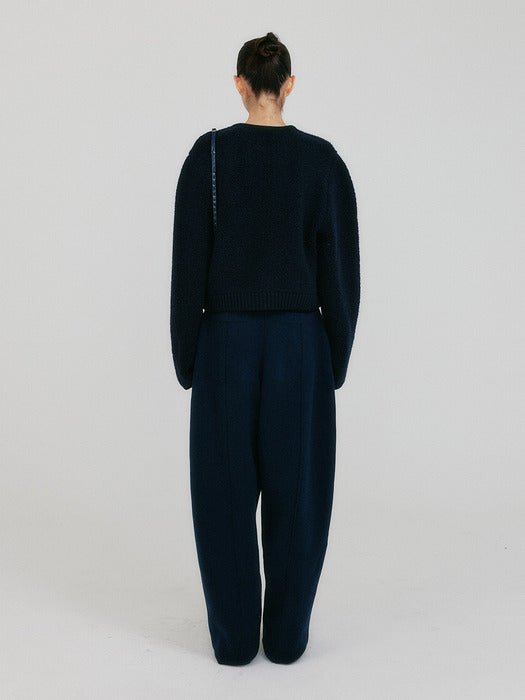 Eenk Zestful Tapered Volume Knit Pants - Navy