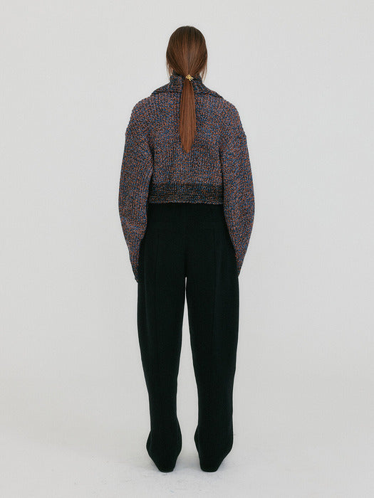 Eenk Zestful Tapered Volume Knit Pants - Black