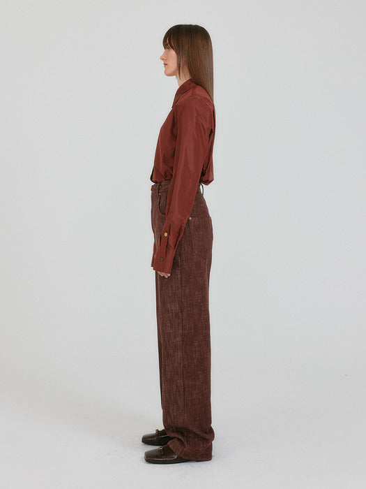 Eenk Zenim Belted Denim Pants - Brown