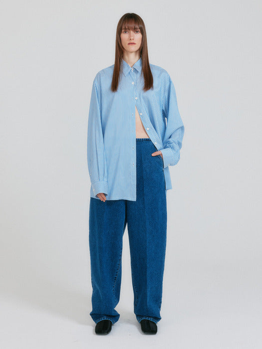 Eenk Zin Tapered Volume Denim Pants - Blue
