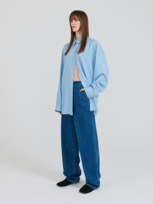 Eenk Zin Tapered Volume Denim Pants - Blue