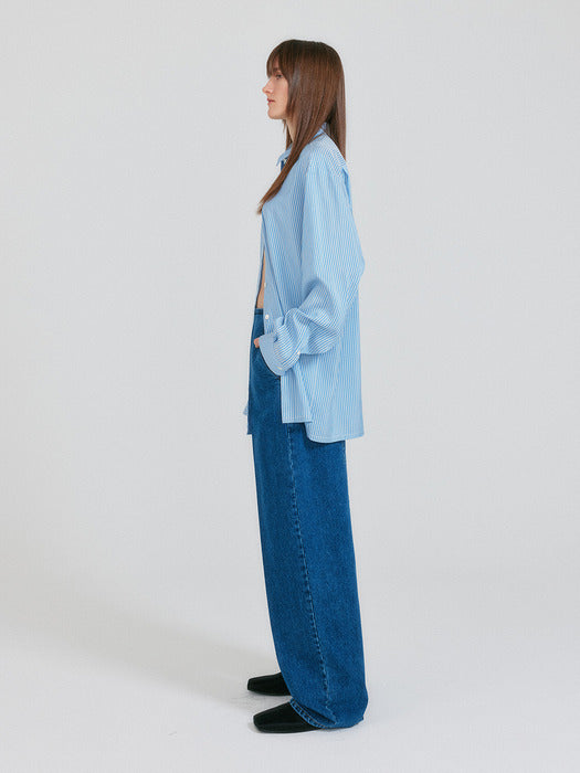 Eenk Zin Tapered Volume Denim Pants - Blue