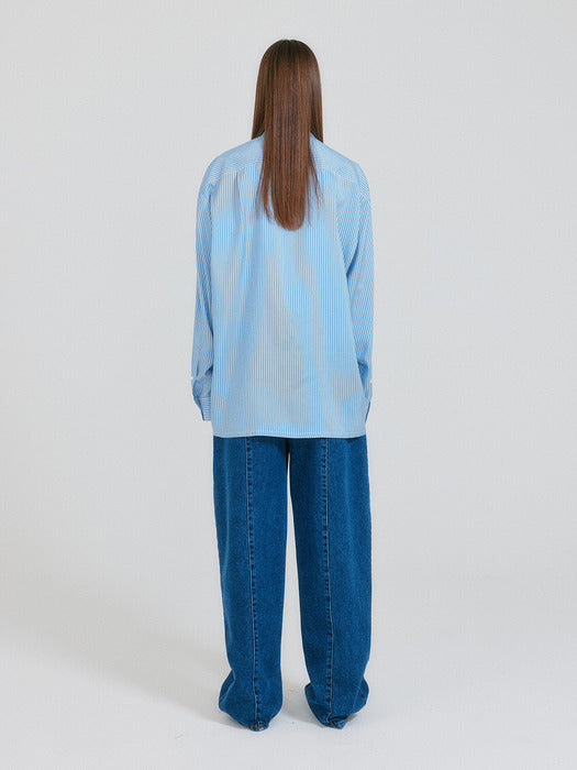 Eenk Zin Tapered Volume Denim Pants - Blue