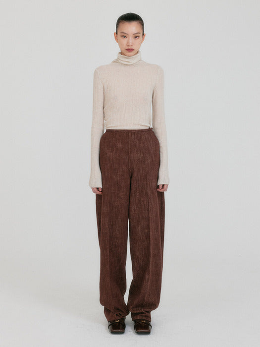 [EENK] Zin Tapered Volume Denim Pants - Brown