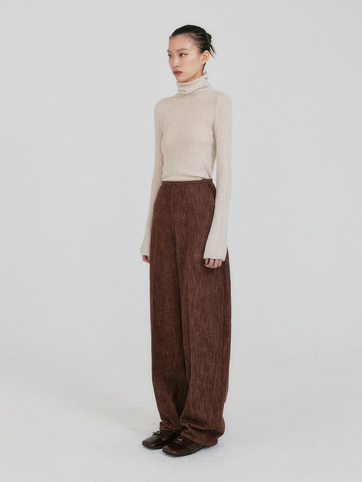 [EENK] Zin Tapered Volume Denim Pants - Brown
