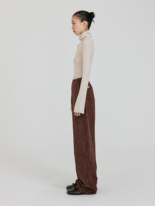 [EENK] Zin Tapered Volume Denim Pants - Brown