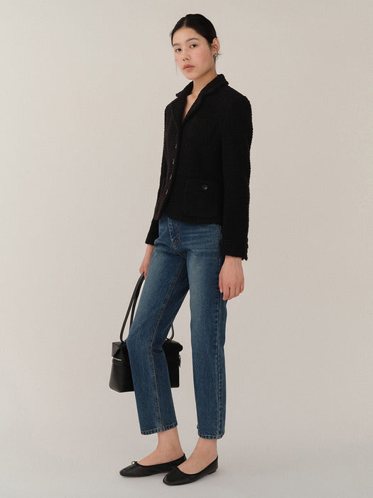 Kindersalmon Aurelia Tweed Jacket Black