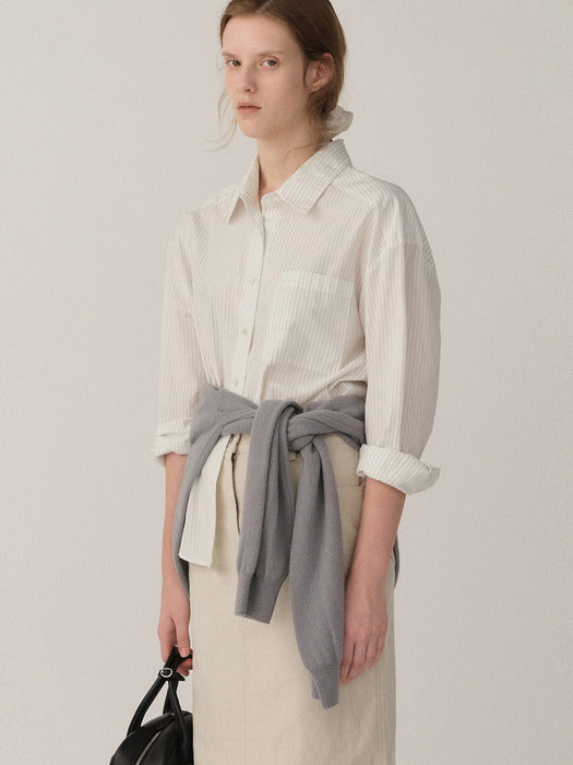 Kindersalmon Cotton Shirt Plain-Stripe (Ueyama Japan)