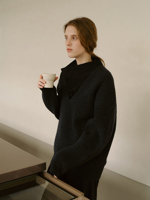 [Kindersalmon] Adara Chunky Sweater Dark-Melange