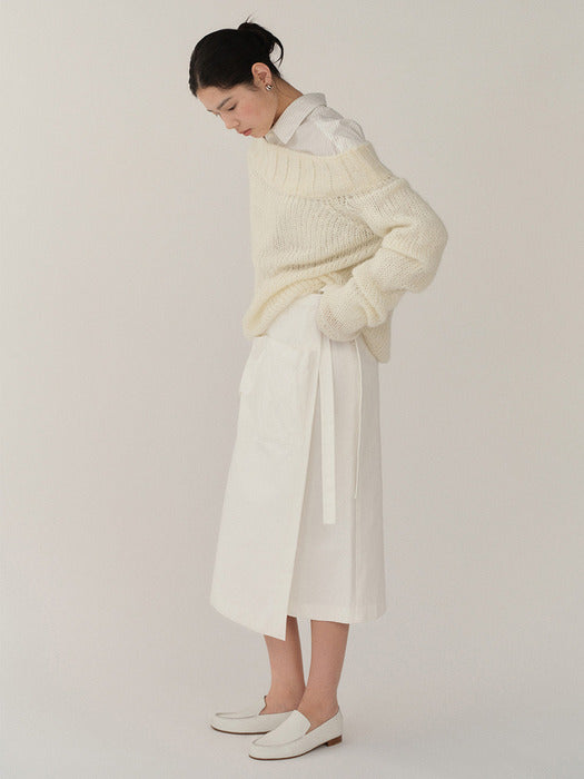 Kindersalmon Off Shoulder Mohair Sweater Ivory