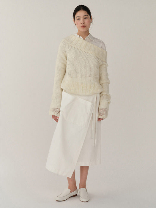 Kindersalmon Off Shoulder Mohair Sweater Ivory