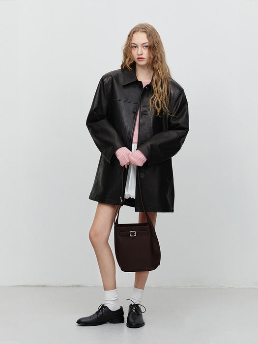 [dunst] BUCKLE SHOULDER BAG DARK BROWN_UDBA4F204W3