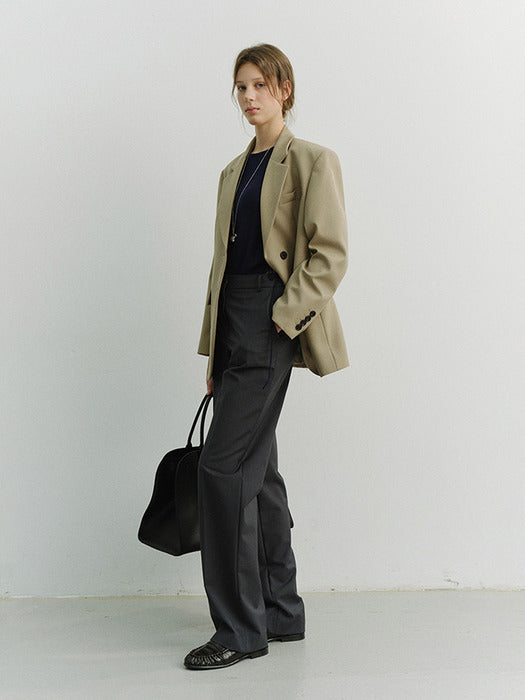 [dunst] ESSENTIAL 2 BUTTON WOOL BLAZER SAND BEIGE_UDJA6A202CM