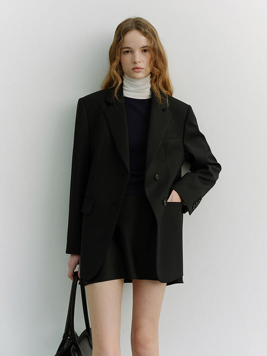 [dunst] ESSENTIAL 2 BUTTON WOOL BLAZER BLACK_UDJA6A202BK