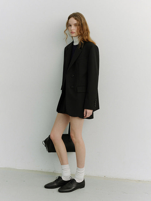 [dunst] ESSENTIAL 2 BUTTON WOOL BLAZER BLACK_UDJA6A202BK