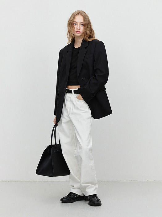 [dunst] ESSENTIAL 2 BUTTON WOOL BLAZER BLACK_UDJA5A202BK