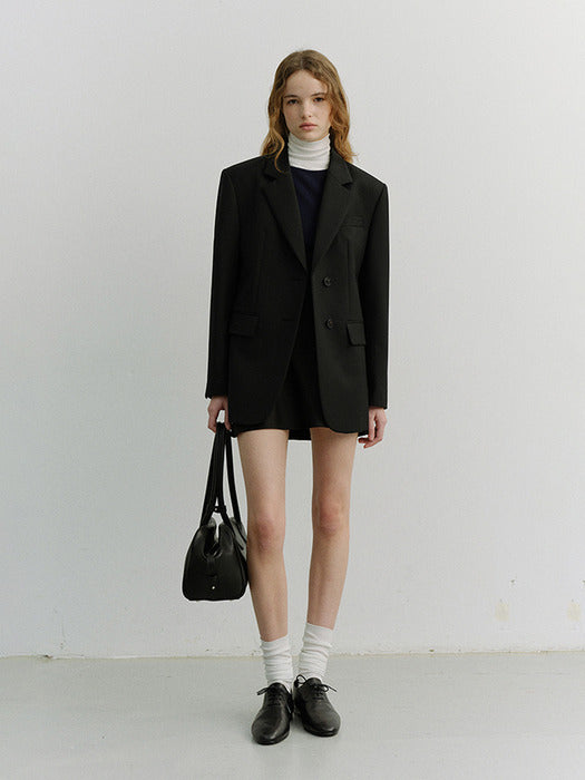 [dunst] ESSENTIAL 2 BUTTON WOOL BLAZER BLACK_UDJA6A202BK