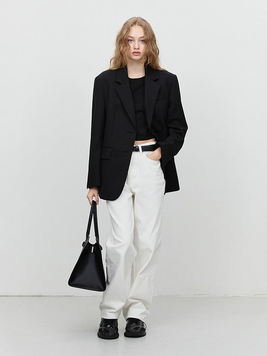 [dunst] ESSENTIAL 2 BUTTON WOOL BLAZER BLACK_UDJA5A202BK