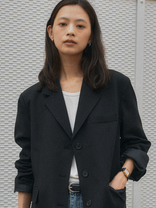 [TILLIDIE] Essential 3-button blazer_Black