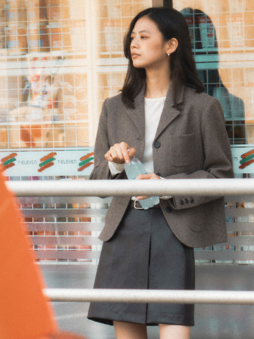 [TILLIDIE] Flannel twill wool jacket_Brown