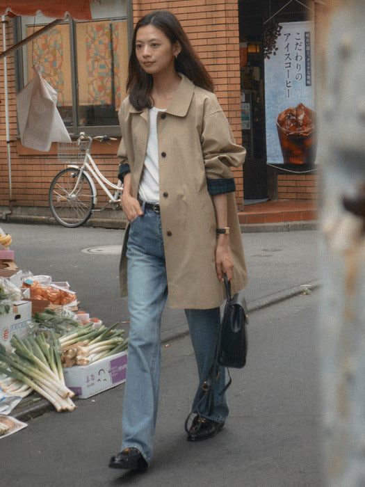 Tillidie Check detail trench coat