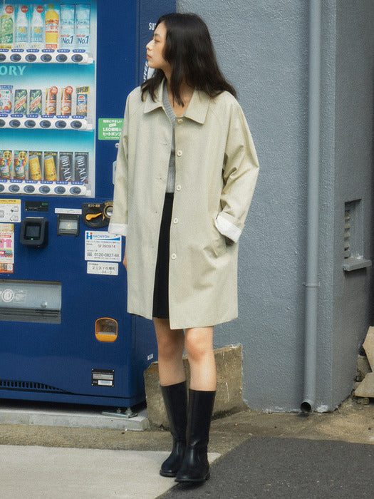 [TILLIDIE] Stitch raglan trench coat_Khaki beige