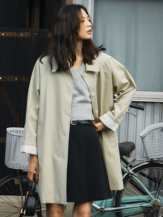[TILLIDIE] Stitch raglan trench coat_Khaki beige