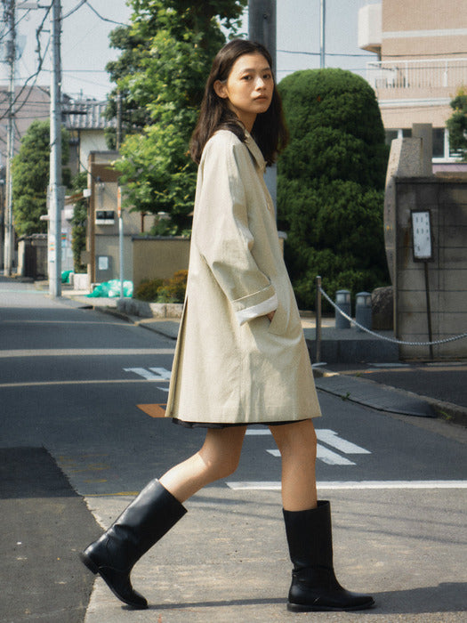 [TILLIDIE] Stitch raglan trench coat_Khaki beige