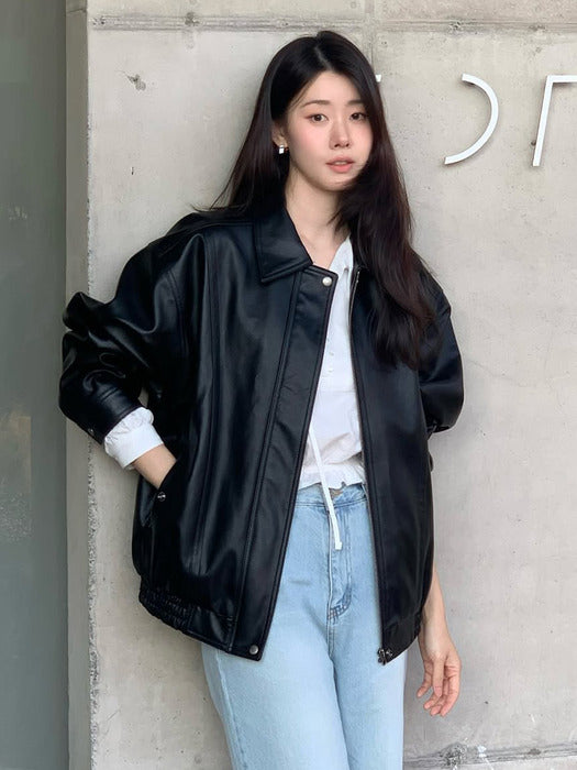Tillidie Faux leather overfit jumper Black