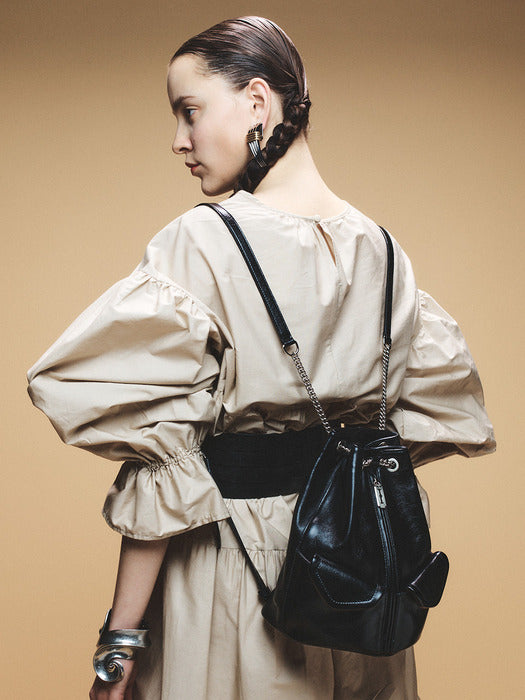 [vunque] Occam Doux Double Pocket Chain Backpack M Black