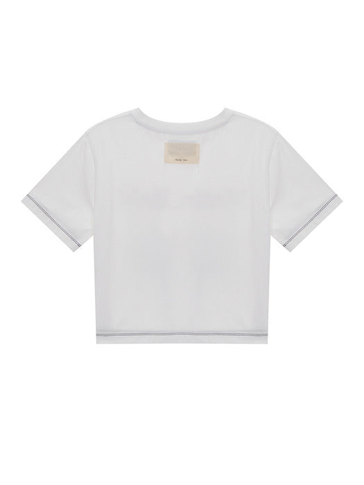MATIN EDGE STITCH LOGO CROP TOP IN WHITE