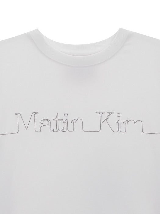 MATIN EDGE STITCH LOGO CROP TOP IN WHITE