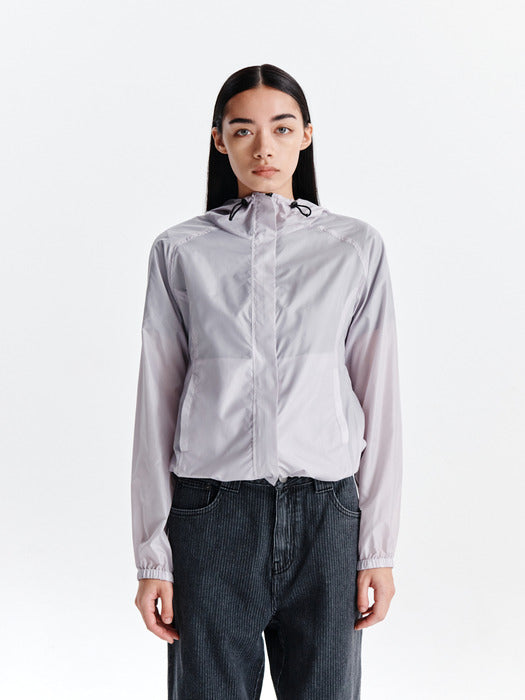 LIGHT HOODY WINDBREAKER FOR WOMEN IN LIGHT GREY
