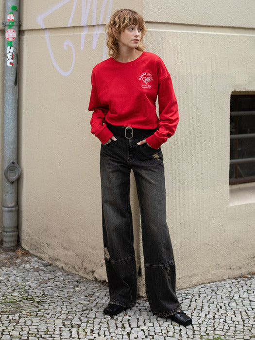 [raive] Vintage Washing Wide Denim Pants in Black VJ4AL383-10