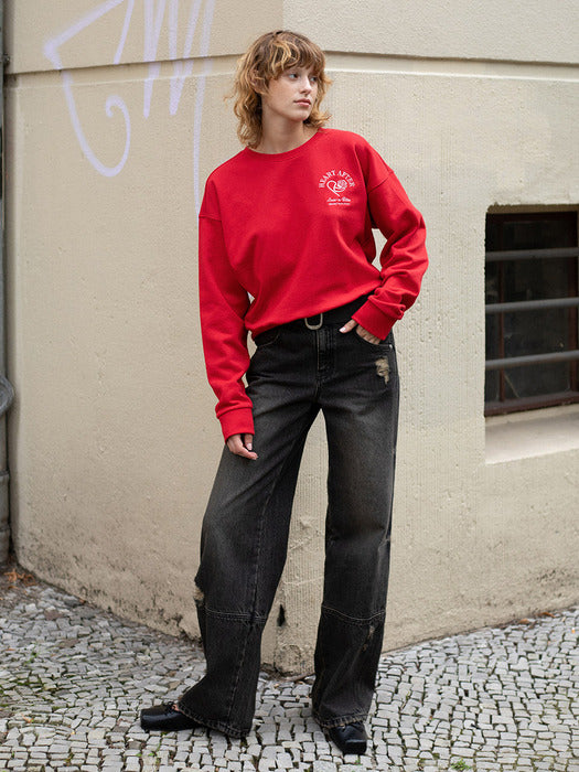 [raive] Vintage Washing Wide Denim Pants in Black VJ4AL383-10