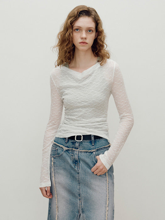 [raive] Layerd Shirring Lace Top set in White VW4AB206-01