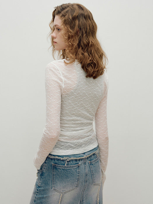 [raive] Layerd Shirring Lace Top set in White VW4AB206-01