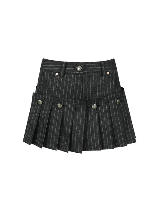 [andersson bell] STRIPE WOOL SKORT apa761w(BLACK)