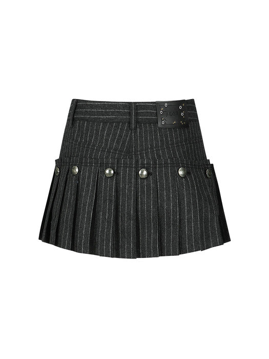 [andersson bell] STRIPE WOOL SKORT apa761w(BLACK)