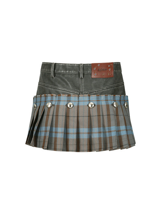 [andersson bell] FAUX-LEATHER SKORT apa760w(BLACK)