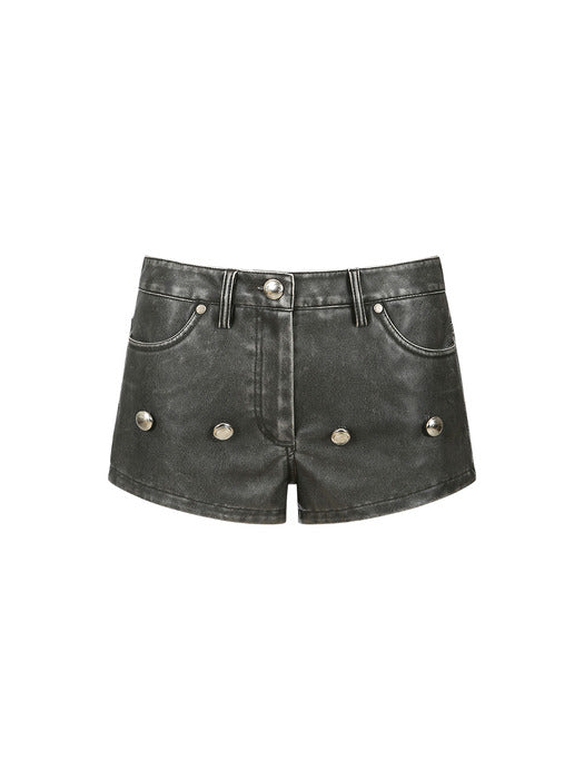 [andersson bell] FAUX-LEATHER SKORT apa760w(BLACK)