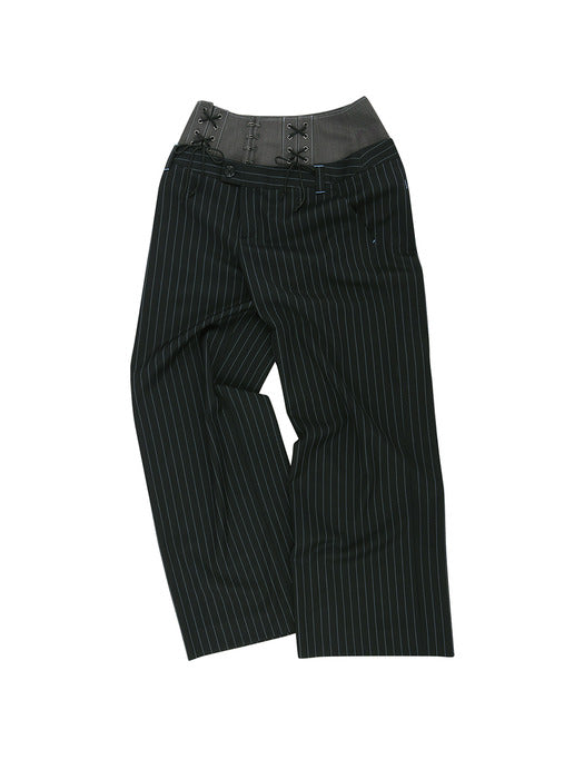[andersson bell] LACE-UP DOUBLE WAIST PANTS apa758w(BLACK)
