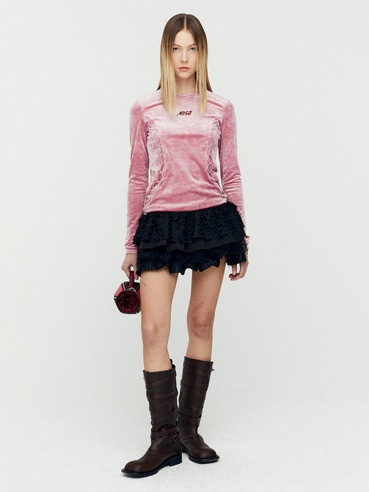 [andersson bell] VELVET LACE UP LS T-SHIRTS atb1206w(PINK)