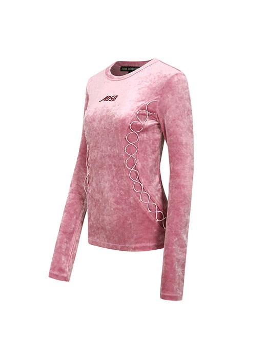 [andersson bell] VELVET LACE UP LS T-SHIRTS atb1206w(PINK)