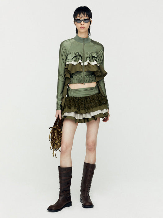 [andersson bell] RILEY RUFFLE TIGHT ZIP UP atb1203w(KHAKI)