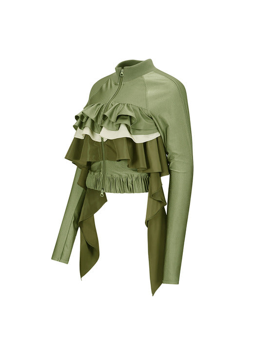 [andersson bell] RILEY RUFFLE TIGHT ZIP UP atb1203w(KHAKI)